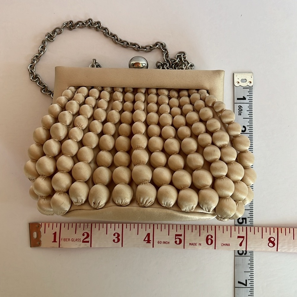 Sondra Roberts Satin Mini Bag Evening Bag Champagne NWT - Picture 10 of 11